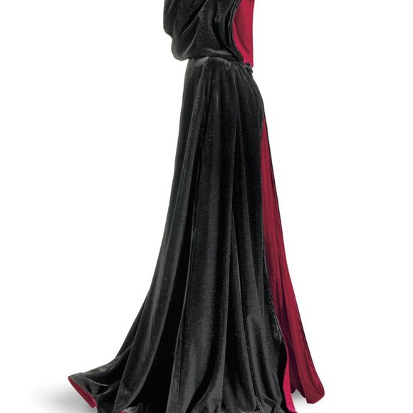 Pyramid Collection Reversible Velvet Cape Red Black Whimsigoth Hooded Gothic - Picture 3 of 3